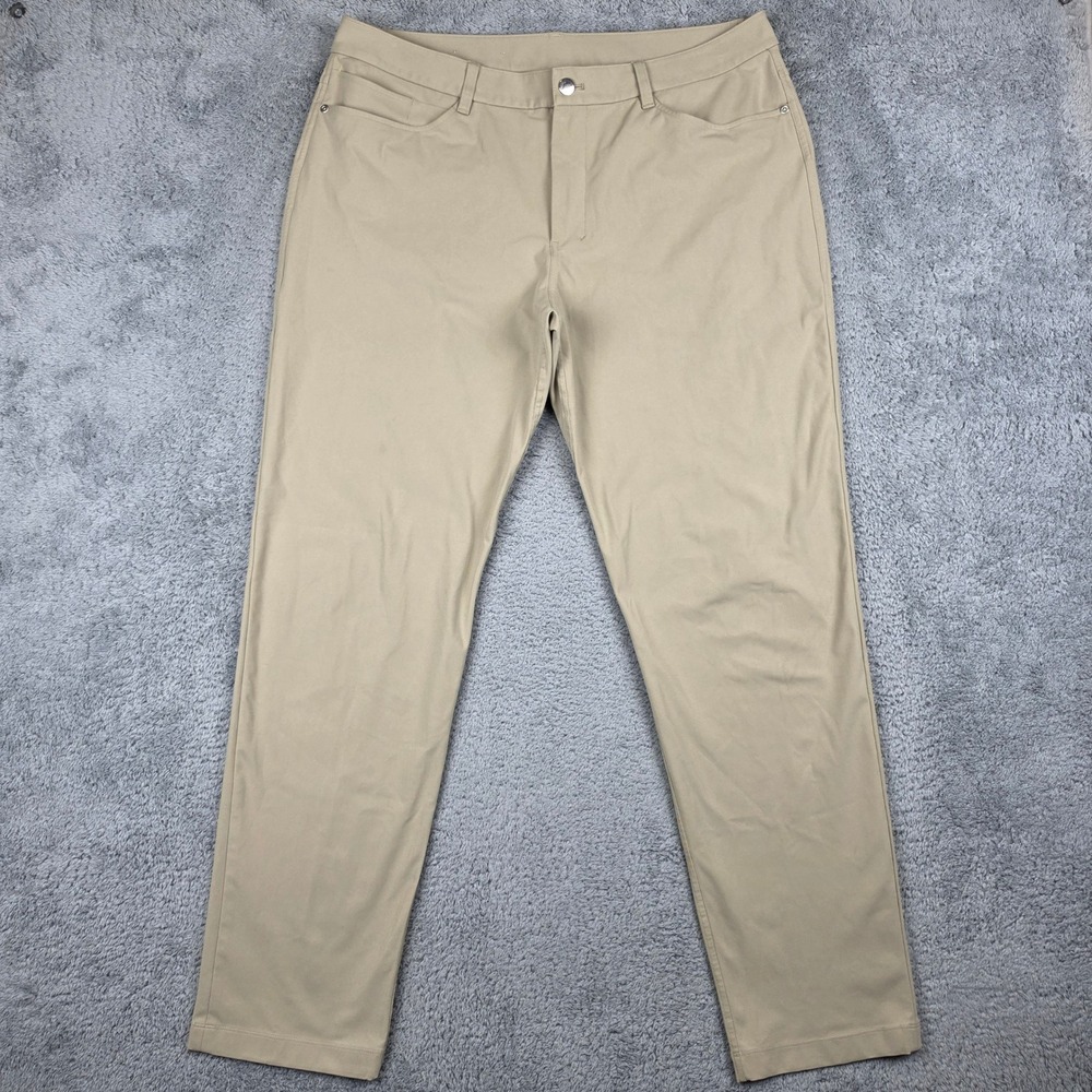 Lululemon ABC Classic Fit Pants Mens 36x32 Khaki Tan Warpstreme 5 Pocket Casual